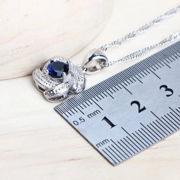 Blue Zirconia Women Jewelry Sets 925 Sterling Silver Wedding Bridal Costume Jewellery Earrings Rings Bracelets Pendant Necklace - Image 6