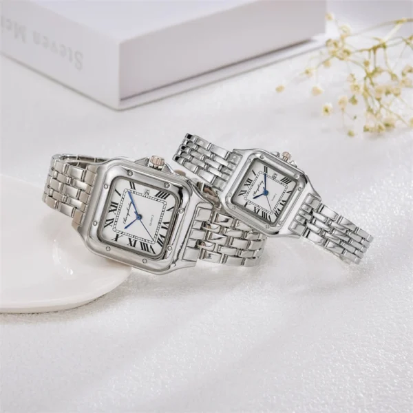 Luxury Branded Women Watches 2023 Simple Square Roman Calendar Women Quartz Watch Fashion Stainless Steel Strap Ladies Clock - Image 5
