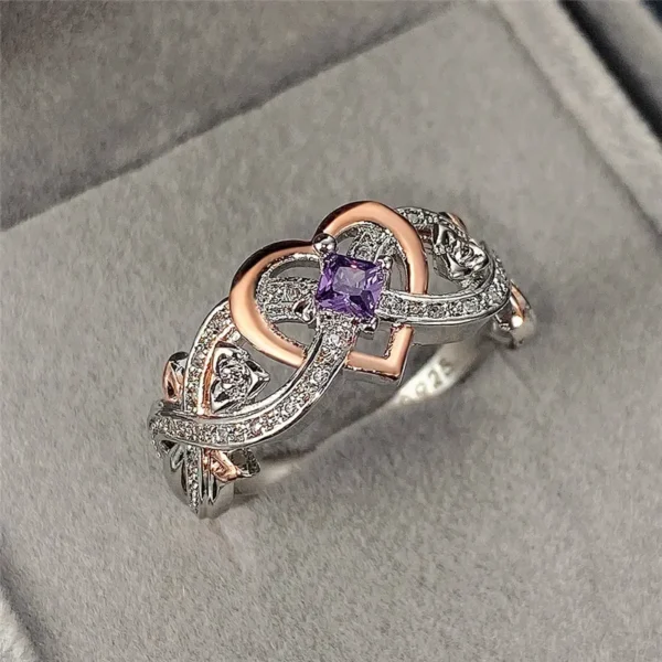 Creative Women's Heart Rings with Romantic Rose Flower Design Wedding Engagement Love Rings Hot Sale Aesthetic Jewelry - Image 5