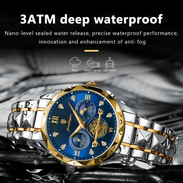 POEDAGAR Luxury Man Wristwatch Waterproof Luminous Chronograph Watch for Men Stainless Steel Men's Quartz Watches reloj hombre - Image 2