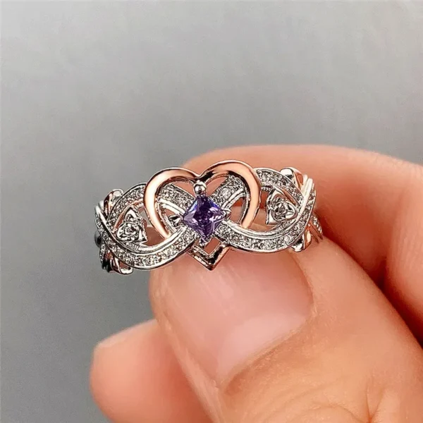 Creative Women's Heart Rings with Romantic Rose Flower Design Wedding Engagement Love Rings Hot Sale Aesthetic Jewelry - Image 2
