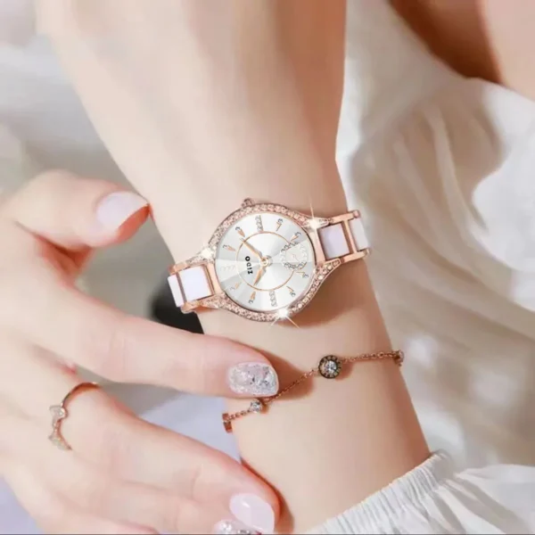 Watch For Women Brand Retro Light Luxury Waterproof Diamond inlaid high quality Stainless Steel Female Fashion Clock Watchees - Image 2