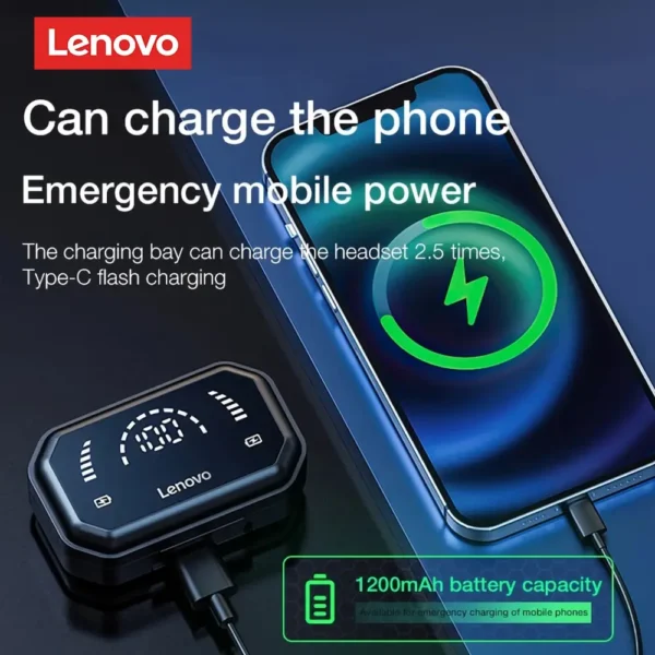 Lenovo LP3 Pro Earphones TWS Bluetooth 5.0 Wireless HIFI Music Headset Display 1200mAh Battery Headphones Gaming Earbuds - Image 3