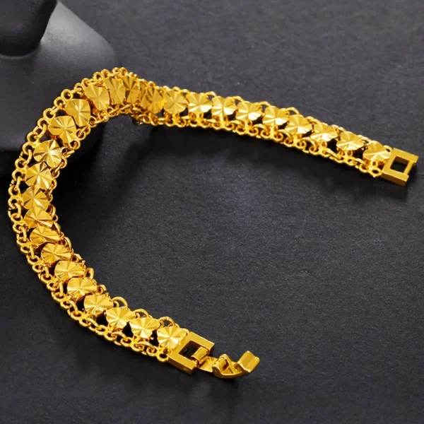 Genuine 24k Gold Color Bracelet for Women Chain18 Cm-19 Cm Link Bracelets Fine Jewelry - Image 5