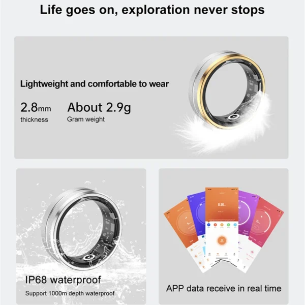 2024 Smart Ring Men Women IP68 Waterproof Heart Rate Blood Oxygen Sleep Health Monitor Sport Fitness Health Ring for Android IOS - Image 2