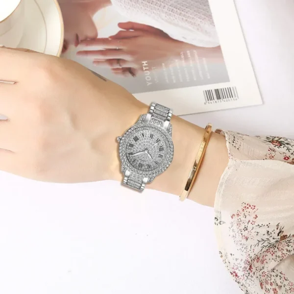 Hot Fashion Women Luxury Diamond Watches Bracelet Ladies Quartz Watch Rose Gold Womens Wristwatch Shiny Crystal Reloj Mujer - Image 5