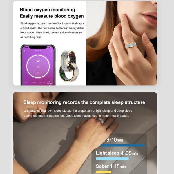 2024 Smart Ring Military Grade Titanium Steel Shell Health Monitoring IP68 & 3ATM Waterproof Multi-sport Modes For Android IOS - Image 5