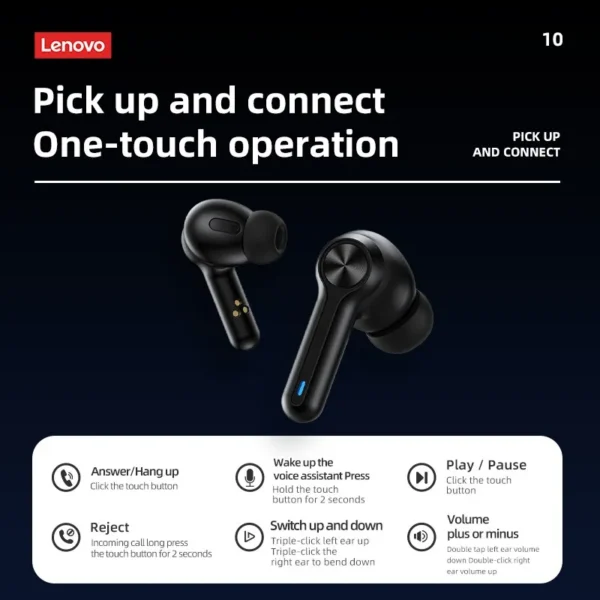 Lenovo LP3 Pro Earphones TWS Bluetooth 5.0 Wireless HIFI Music Headset Display 1200mAh Battery Headphones Gaming Earbuds - Image 6