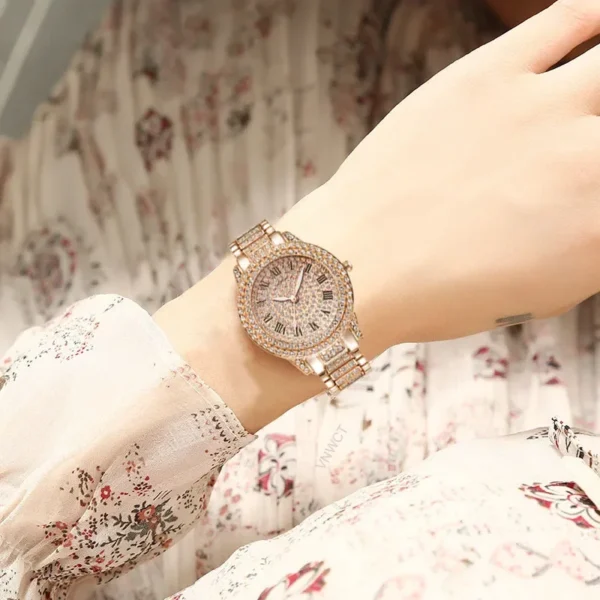 Hot Fashion Women Luxury Diamond Watches Bracelet Ladies Quartz Watch Rose Gold Womens Wristwatch Shiny Crystal Reloj Mujer - Image 2