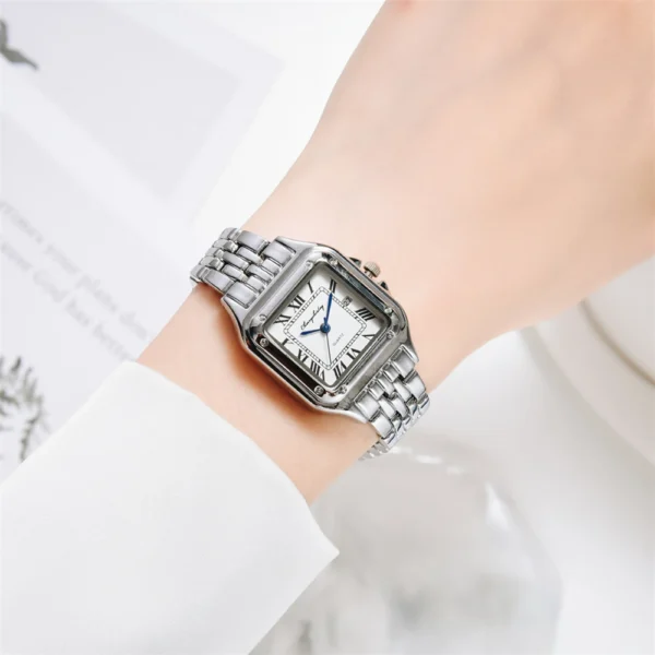 Luxury Branded Women Watches 2023 Simple Square Roman Calendar Women Quartz Watch Fashion Stainless Steel Strap Ladies Clock - Image 4