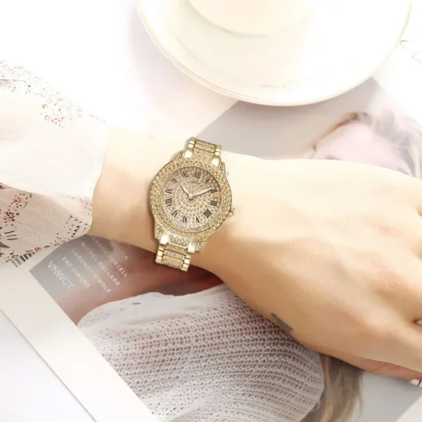 Hot Fashion Women Luxury Diamond Watches Bracelet Ladies Quartz Watch Rose Gold Womens Wristwatch Shiny Crystal Reloj Mujer - Image 4