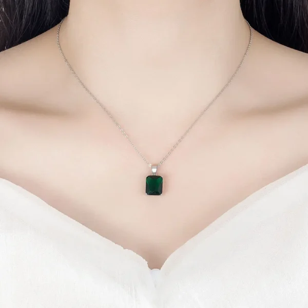 925 Sterling Silver Ring Earrings Necklace For Women Rectangle Geometry Zircon Wedding Elegant Jewelry Sets Free Shipping Items - Image 4