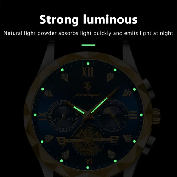 POEDAGAR Luxury Man Wristwatch Waterproof Luminous Chronograph Watch for Men Stainless Steel Men's Quartz Watches reloj hombre - Image 3