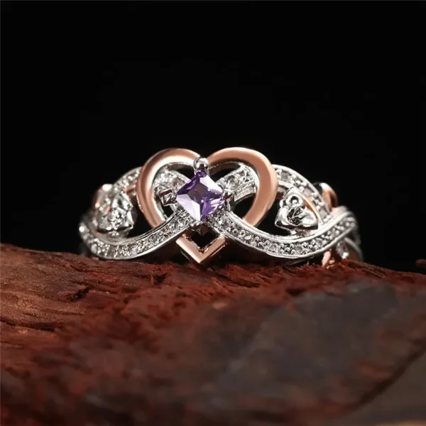 Creative Women's Heart Rings with Romantic Rose Flower Design Wedding Engagement Love Rings Hot Sale Aesthetic Jewelry - Image 3