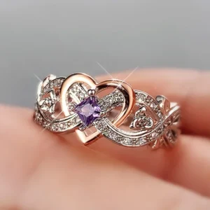 Creative Women's Heart Rings with Romantic Rose Flower Design Wedding Engagement Love Rings Hot Sale Aesthetic Jewelry