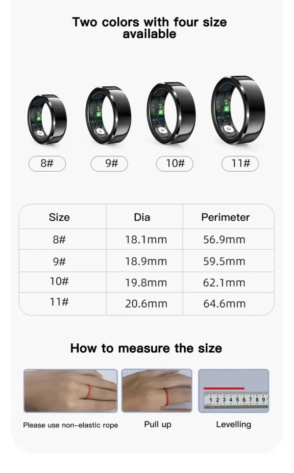 2024 NEW Smart Ring Military Grade Titanium Steel Shell Health Monitoring IP68 & 5ATM Waterproof Multi-sport Modes ring R6 - Image 4