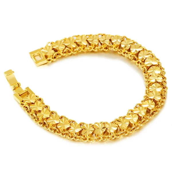Genuine 24k Gold Color Bracelet for Women Chain18 Cm-19 Cm Link Bracelets Fine Jewelry - Image 2