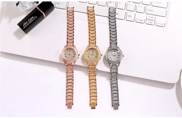Hot Fashion Women Luxury Diamond Watches Bracelet Ladies Quartz Watch Rose Gold Womens Wristwatch Shiny Crystal Reloj Mujer - Image 3