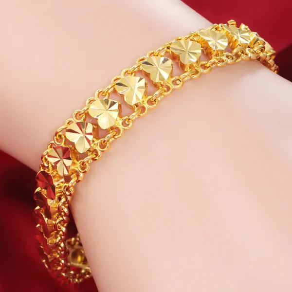 Genuine 24k Gold Color Bracelet for Women Chain18 Cm-19 Cm Link Bracelets Fine Jewelry - Image 4