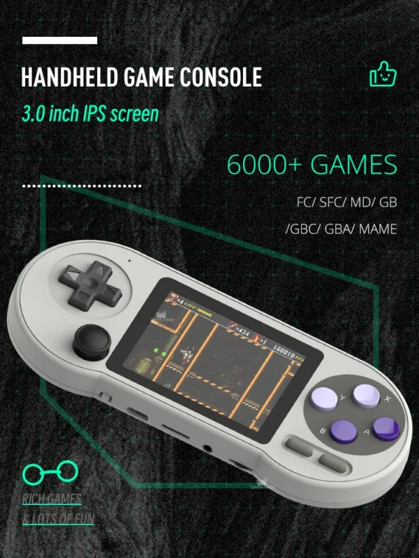DATA FROG SF2000 Portable Handheld Game Console 3 Inch IPS Retro Game Consoles Built-in 6000 Games Retro Video Games For Kids - Image 3